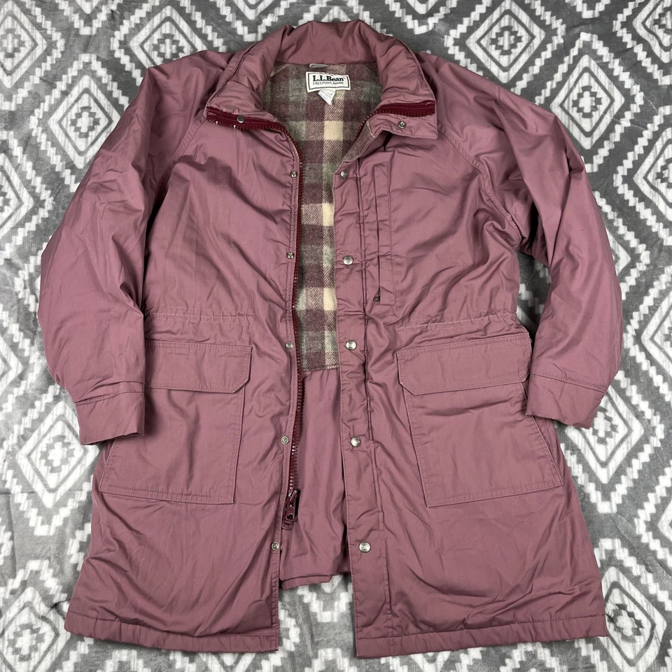 LL Bean Chaqueta Mujer XL Rosa Lana Forrada Tareas Granero Abrigo Pana Cuello Utilidad Foto 1 de 4