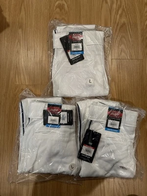 Rawlings Launch Jogger Pantalones de Béisbol Grandes Juveniles Blancos con Tubo Azul Marino Lote NUEVO Foto 1 de 4