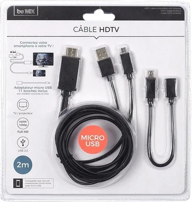 BE MIX Android HDTV Cavo Full HD USB 2.0 11 Pin Compatible Smartphone Micro USB - Immagine 1 di 3
