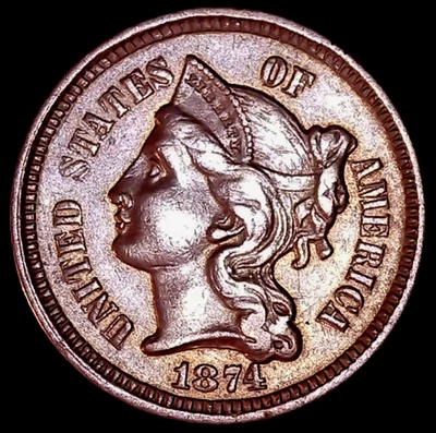 1874 NICKEL 3 CENT , FULL COLUMNS,HIGH GRADE - Image 1 of 2