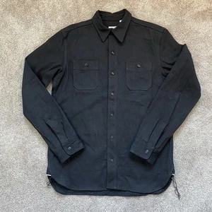 Camicia da lavoro Gustin Selvedge Denim nera pesante slim fit grande made in USA EUC - Foto 1 di 15