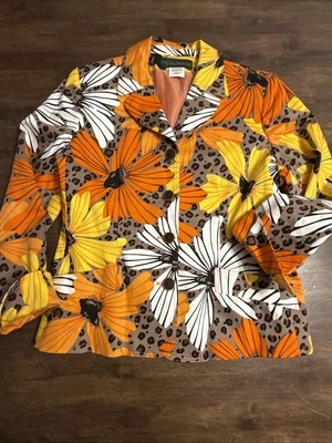 Harve Bernard Button Up Blazer Jacket Floral Print Size 10 By Benard Holtzman - Image 1 of 4