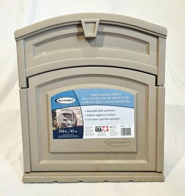 New Suncast Tan Hose Hanger w/ Storage Cabinet 13.25 x 15.5 x 5.75 NWT - Image 1 of 2