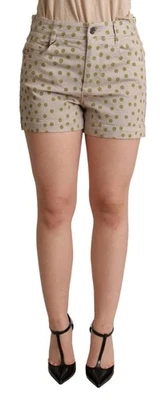Dolce&Gabbana Women Beige Shorts Cotton Blend Zip Polka Dotted Denim Pants IT 40 - Image 1 of 3