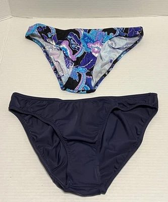Venus Lote De 2 Pantalones De Baño Bikini Talla 8 Multicolor Floral Sólido Azul Marino Nuevo Foto 1 de 4