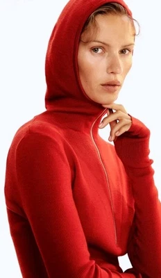 H&M Women's Merino Wool Hoodie In Bright Red,Size L (16-18 UK) - Image 1 of 4