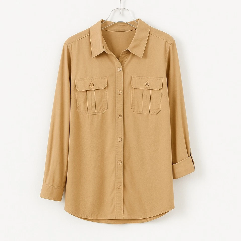 Top con botones de algodón cintura corbata marrón Daisy Fuentes  Foto 1 de 4