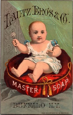 Cartão comercial vintage vitoriano adorável Baby Lautz Brothers & Co ponte porta CT. - Imagem 1 de 2