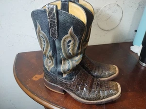 Rios Of Mercedes Brown Exotic Genuine Croc Skin Hand-Made Women's Boots Size 6 B - Picture 1 of 9