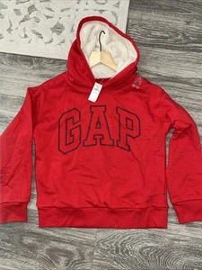 Gap LOGO Red Sherpa Lined Hoodie Kids Boys Sz Large NWT - Picture 1 of 6
