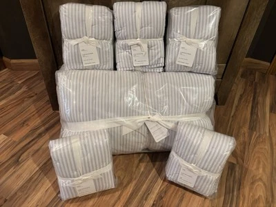 Pottery Barn Carter полоски King стеганый одеяло комплект 3 евро и 2 King Shams новый - Изображение 1 из 4