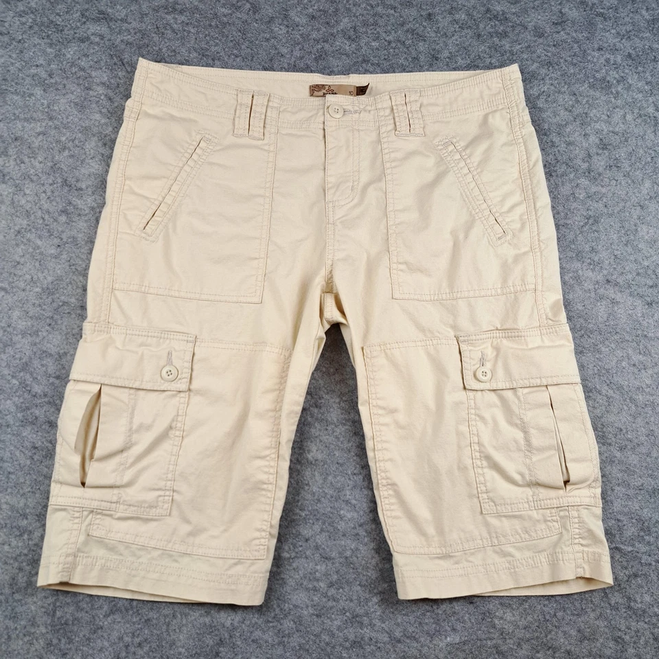 Pantalones Cortos Prana Cargo Mujer 10 Beige Carga Bermudas Algodón Orgánico Senderismo 13" Entrepierna Foto 1 de 4