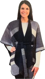 Envoltura reversible con cinturón para mujer Emanuel Geraldo, gris oscuro, talla única - Imagen 1 de 3
