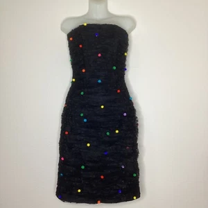 Victor Costa Party Dress Ruched Tulle Pompoms USA 6 - Picture 1 of 7