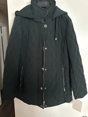 London Fog Women’s Coat Tan Brown Quilted Puffer Jacket Size L Removable Hood - Image 1 of 4