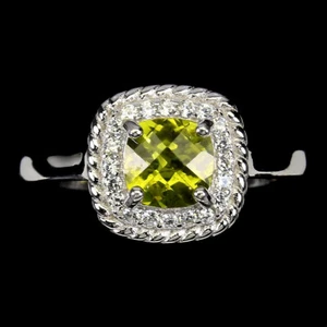 Anillo De Plata 925 De Verano Con Cushion Peridoto De 6mm Joyería Talla 8 - Imagen 1 de 9