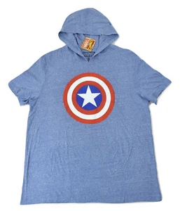 Camicia con cappuccio Marvel da uomo Captain America scudo manica corta nuova con etichette S-2xl - Foto 1 di 6
