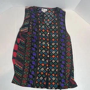 Maggie Sweet Womens Blouse Plus Size L Sleeveless Blouse Floral Stripe - Picture 1 of 3
