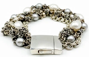 Michael Dawkins 925 Sterling Silver Cultured Freshwater Pearl Bracelet 8” - Picture 1 of 5