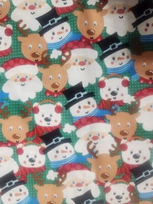 Christmas Fabric 3.74 yard bundle lot Jo-Ann Santa, snowman, reindeer, teddybear - Image 1 of 4