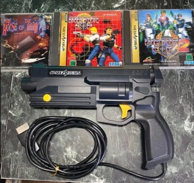 Sega Saturn Virtua Gun w/ Virtua Cop 1 & 2, House of the Dead 3Soft Set Used - Image 1 of 4