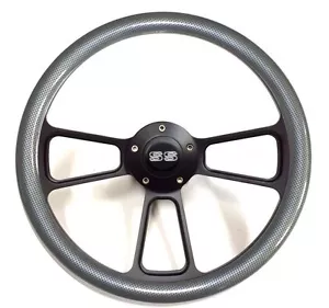 1967 - 1968 Chevelle Carbon Fiber Steering Wheel Black Billet Chevy SS Horn Kit - Foto 1 di 9