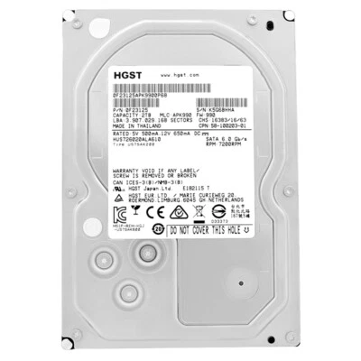 Festplatte HGST 2Tb HUS726020ALA610 128Mb Cache 7200Rpm Sata III 3.5'' Zoll   - Bild 1 von 4