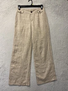 Banana Republic Linen Wide Leg Pants Size 2 Dark Beige /117-9 - Picture 1 of 12
