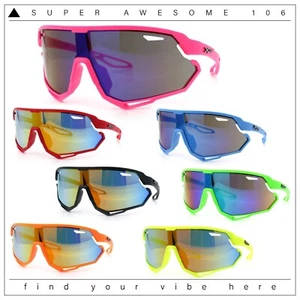 Kids Xloop Boys Shield Color Mirror MTB Style Sport Wrap Plastic Sunglasses - Picture 1 of 44