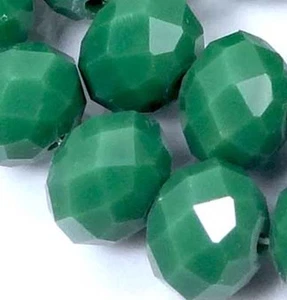 25 Faceted Sea Green glass Opaque Rondelle Beads 10x8mm - Picture 1 of 2