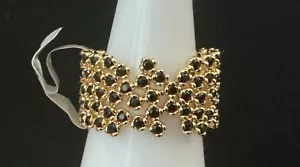 Bomb Party Ring “Time For A Treat” RBP8370 Black Onyx CZ Gold Plate Sz 9 - Picture 1 of 3