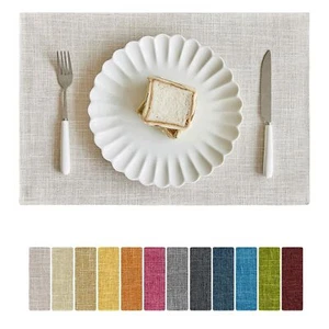 Faux Linen Placemats Set of 4-12 x 18 Inch Heat Resistant Double Layered Dura... - Picture 1 of 7