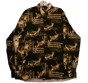 Bit & Bridle SIZE L Whitetail Deer Print Long Sleeve Button Shirt Mens - Picture 1 of 9