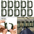 10 Pcs Army Green Clips For Molle Webbing Multipurpose Grimloc D-Ring With Pouch