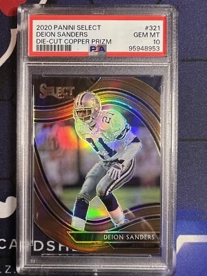 Deion Sanders 2020 Panini Select Die Cut Copper Prizm #321 PSA 10 Dallas Cowboys - Image 1 of 2
