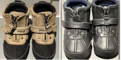 Детские ботинки Polo Ralph Lauren размер 4 9-12 месяцев 2 Пара серо-коричневый черный кожаный новый с ярлыками - Изображение 1 из 4