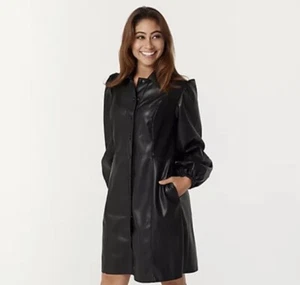 Laurie Felt Womens Faux Leather Dress w/ Side Pockets Black Sz Small A385452 - Picture 1 of 4