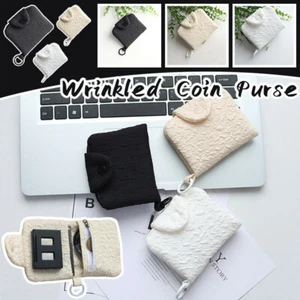 Japanese Wrinkled Coin Purse Pocket Wallet Snap Card Holder Pouch Bag Key Case - Picture 1 of 17