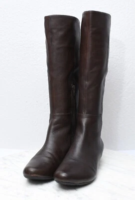 Indigo by Clarks Botas de Cuero Marrón Hasta la Rodilla Montar Cuña Baja para Mujer Talla 9 Foto 1 de 4