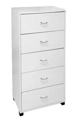 CASSETTIERA SETTIMINO MODERNO 5 CASSETTI BIANCO ROVERE SBIANCATO LEGNO 101*50*40 - Immagine 1 di 4