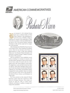 #456 32c President Richard Nixon #2955 USPS Commemorative Stamp Panel - Picture 1 of 1