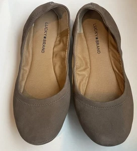 Lucky Brand Emmie Ballet Flats Shoes Womens Taupe Size 10 Leather Upper - Picture 1 of 5