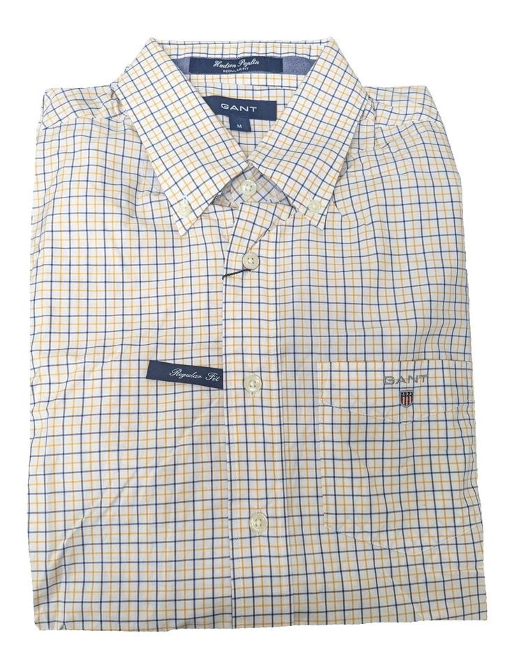 Camisa GANT Ivy Gold Hudson Popelina Tattersall Abotonada 340630 Talla Mediana Foto 1 de 1