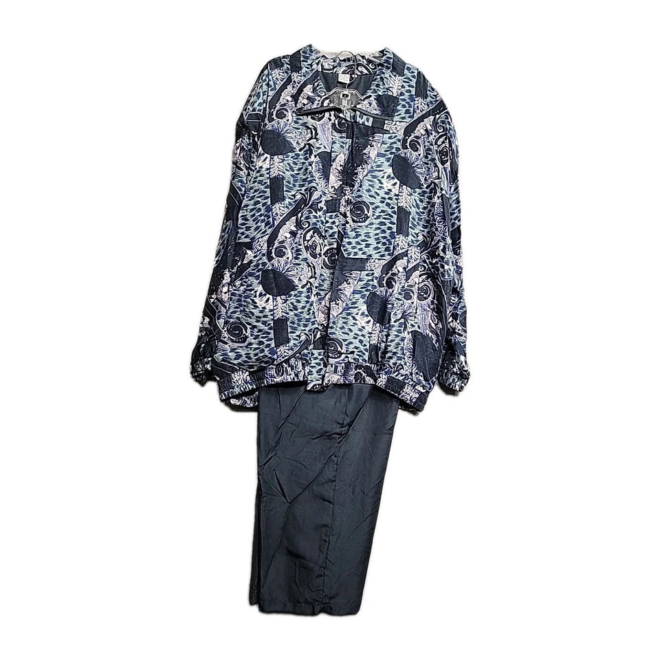 Traje de chándal FUDA Paisley años 80 100 % seda pura talla grande 3X hombrera nuevo de colección Foto 1 de 3