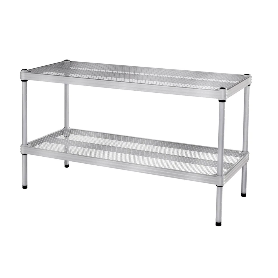 Design Ideas 2 Tier Full-Size Metal Storage Shelving Unit Rack, Silver(Open Box) - Image 1 of 4