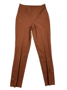 "As Is" Isaac Mizrahi Damen braun 24/7 Stretch Knöchelhose mit Knopfdetail 8T - Bild 1 von 13