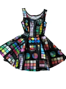 TEREZ Girls Skater Dress Make Up Print Colorful Size 4/5 Blush Eyeshadow USA - Picture 1 of 6