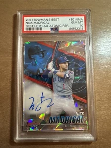 2021 Bowman’s Best Nick Madrigal rifrattore atomico RC PSA 10 Pop 2 #ed 02/25 Mets - Foto 1 di 2