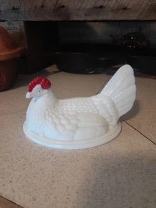 Vintage Westmoreland vetro latte gallina su nido solo 7" - Foto 1 di 6