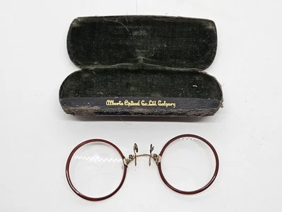 Anteojos ópticos antiguos victorianos PINCE NEZ bifocales de celuloide y oro Alberta Foto 1 de 4